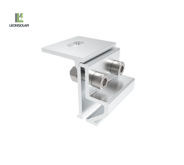 The solar panels installed on metal roofs use standing seam clamps with two bolts.